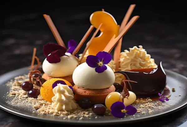 Composizione di pasticceria gourmet e gestione equilibrata degli zuccheri nella dieta